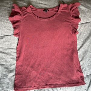 Express Short Sleeve Ruffled Top - Rose